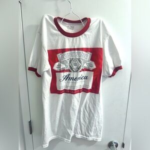 Gildan Red and White America Budweiser Graphic Tee